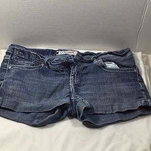 VIGOLD Stretch blue denim embroidery pocket shorts